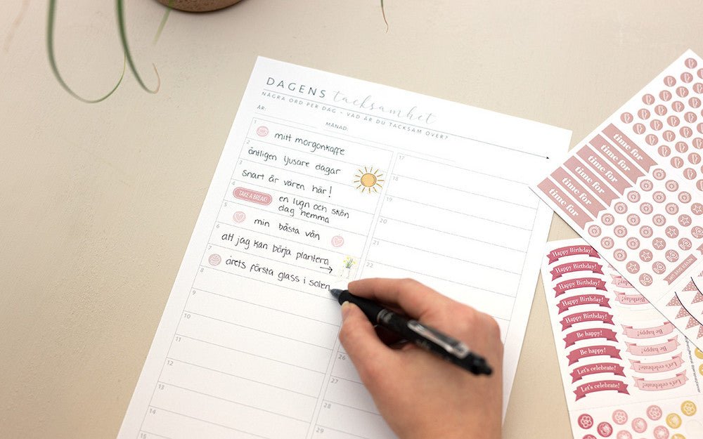 Dagens tacksamhet - FREEBIE - Personal Planner