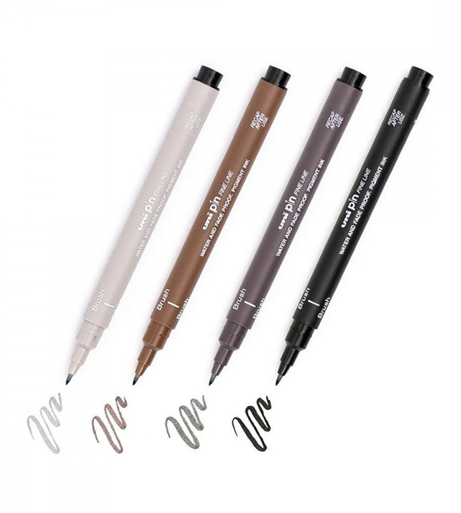 paket penselpenna uni pin brush 4-pack (pennor) multicolor