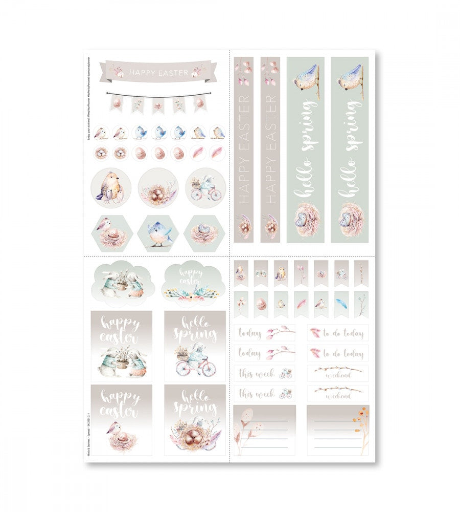 klistermarke klistermärken birds & bunnies (spread) (spread) multicolor