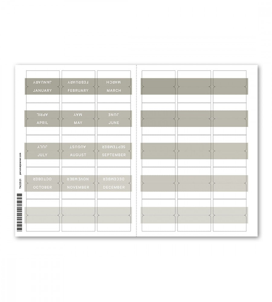 klistermarke månadsflikar fab tabs - grå (tabs) stone gray