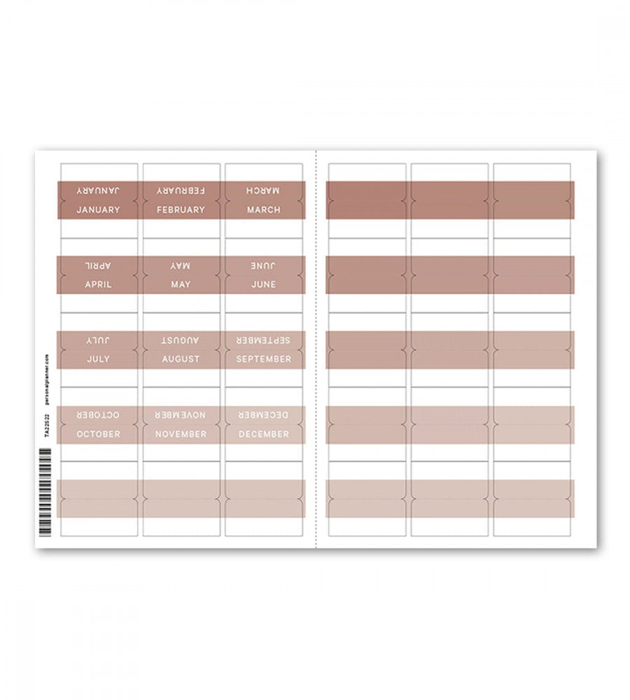 klistermarke månadsflikar fab tabs - brun/rosa (tabs) dusty pink