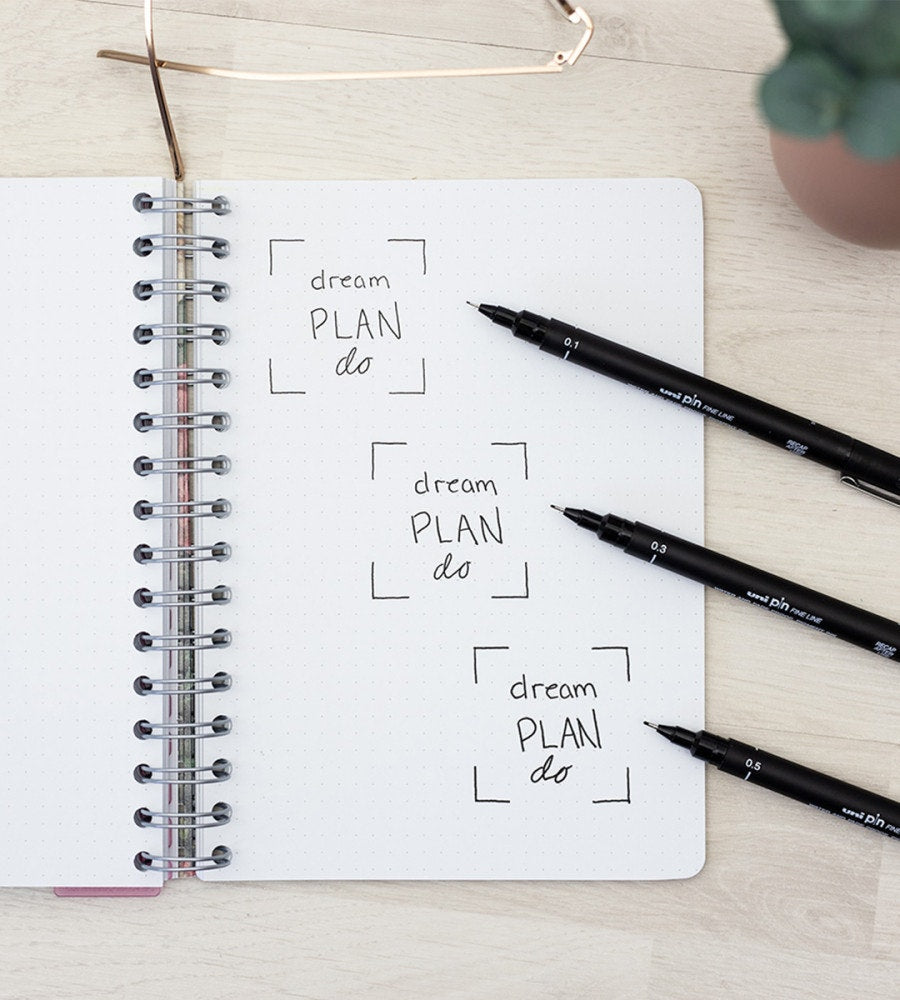 pennor fineliner uni pin 3-pack (0.1, 0.3, 0.5) - svart (3-pack) svart