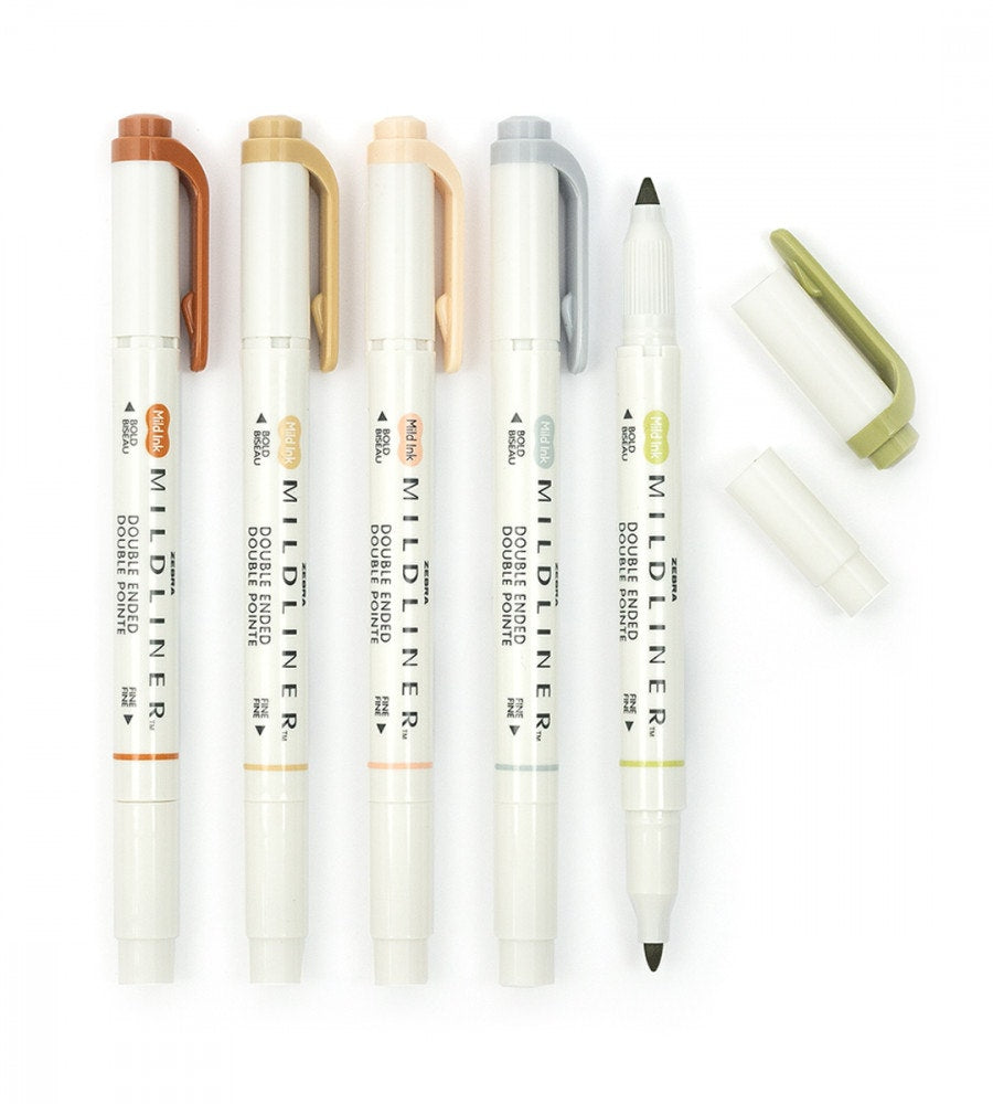 pennor Överstrykningspenna zebra mildliner neutral set 5-pack (warm) beige