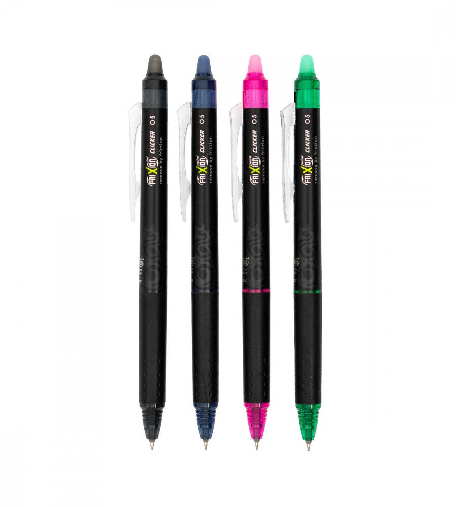 paket kulspetspenna pilot frixion point clicker 0.5 - 4-pack (pennor)