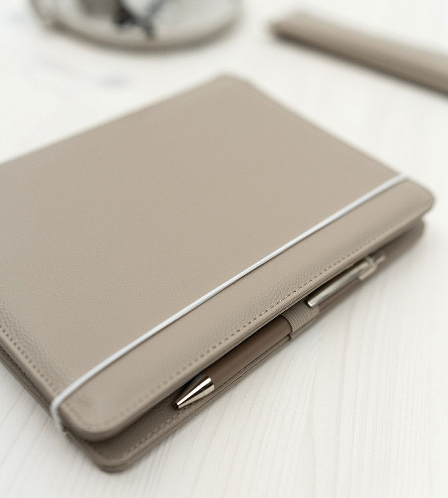 fodral almanacksfodral konstläder - storlek a5 - grå/beige (konstlader) grå/beige
