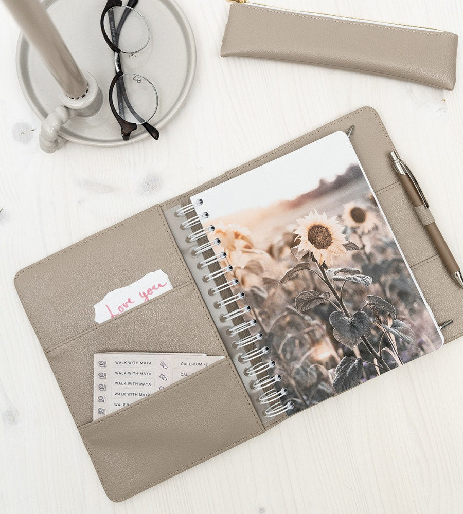 fodral almanacksfodral konstläder - storlek a5 - grå/beige (konstlader) grå/beige