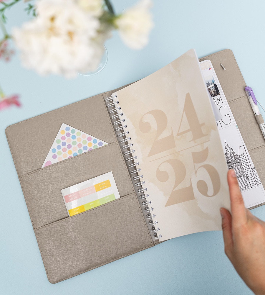 fodral almanacksfodral konstläder - storlek a4 - grå/beige (konstlader) grå/beige