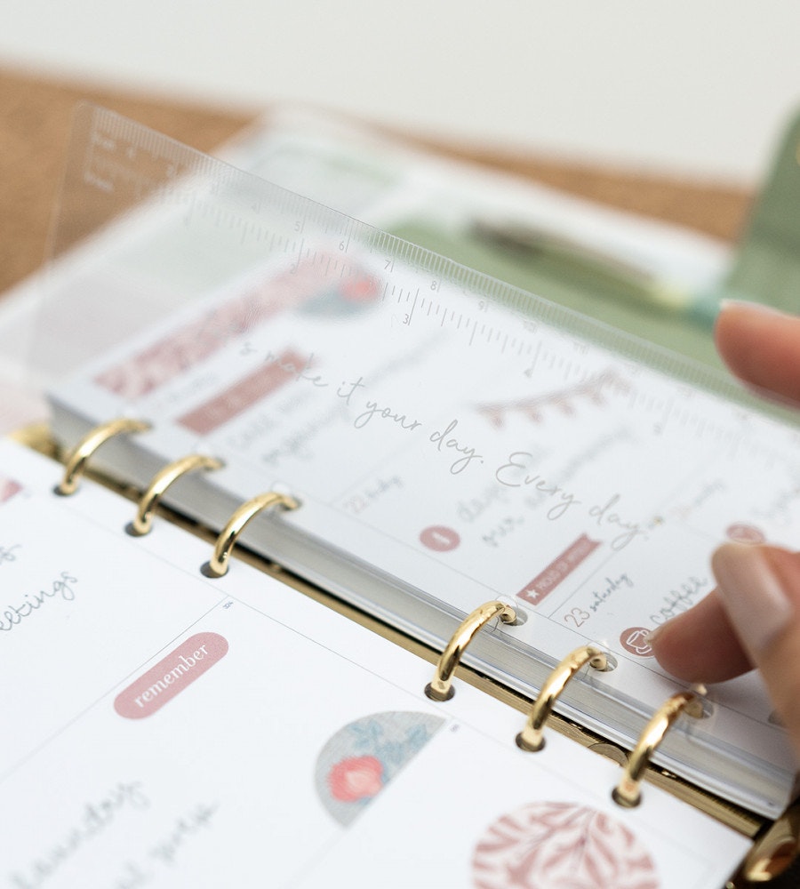 linjal linjal till systemkalender - storlek personal - transparent (bokmarke) transparent