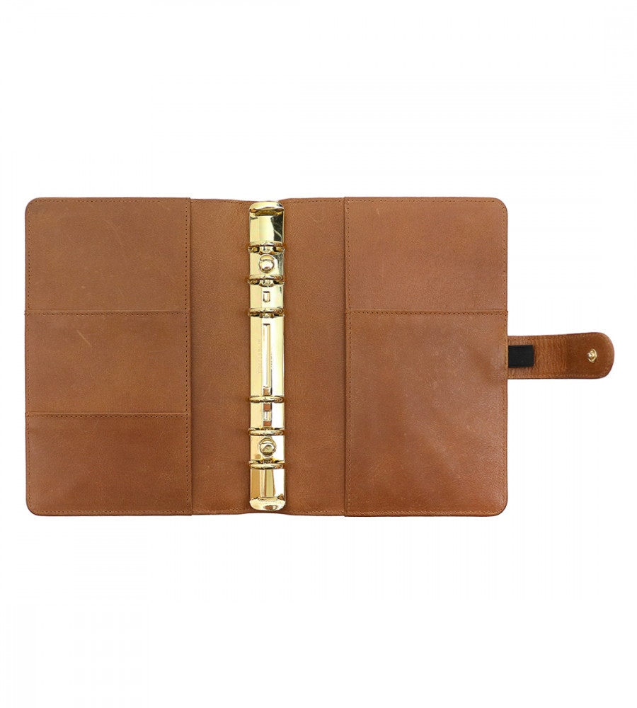 fodral ringpärm läder till systemkalender - storlek personal - cognac (personal) cognac