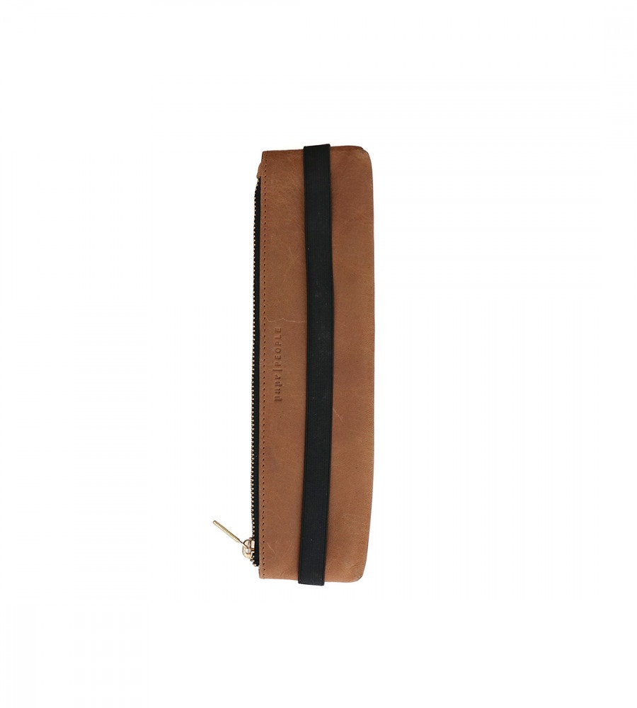 pencil-case pennfodral i läder med gummiband - cognac (forvara) cognac