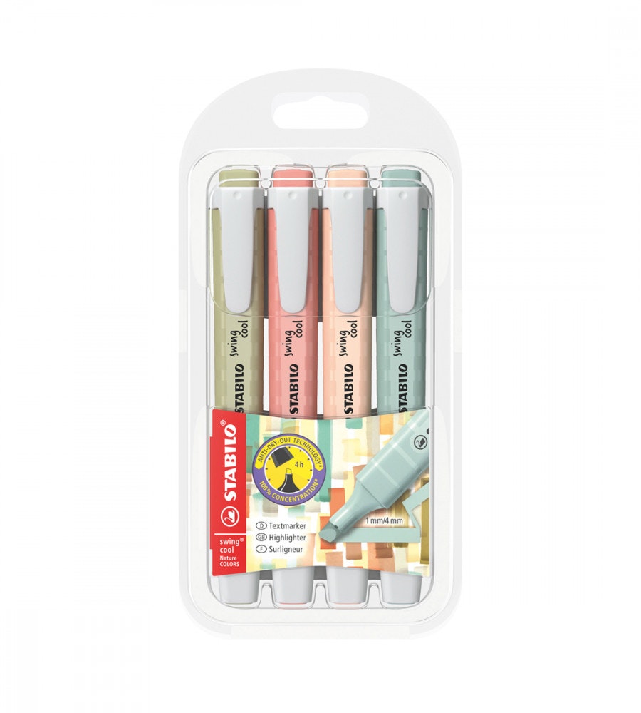 penna Överstrykningspennor stabilo swing cool nature colors 4-pack (stabilo) flerfärgad