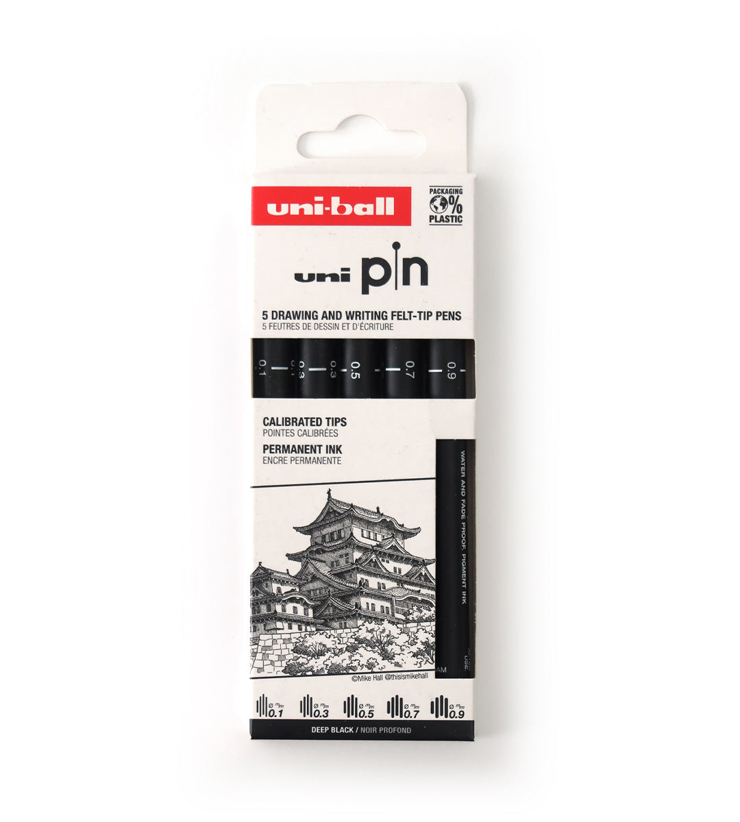 Fineliner - Uni Pin 5-pack - svart