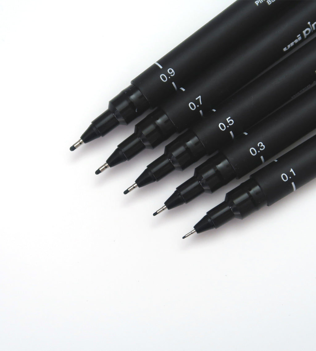 Fineliner - Uni Pin 5-pack - svart