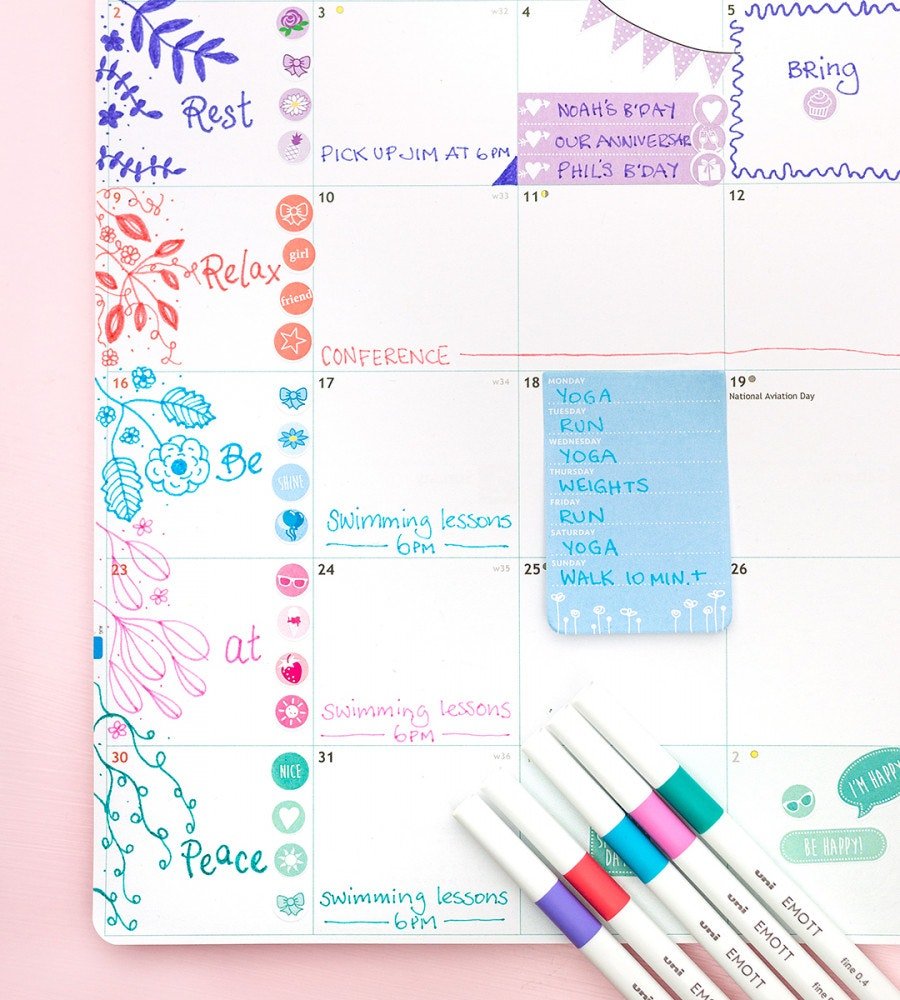 Fineliner - Uni Emott Set - 5-pack - Personal Planner