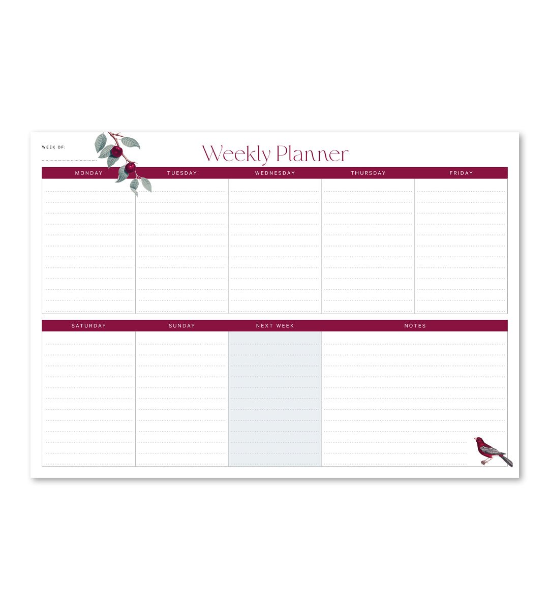 Kalenderblock - Veckoöversikt A4 - Personal Planner
