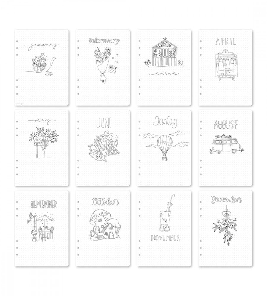 Refillsidor - Månadens mål 12-pack till systemkalender - storlek A5 - Personal Planner