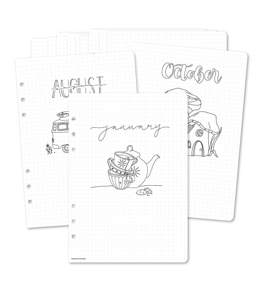 Refillsidor - Månadens mål 12-pack till systemkalender - storlek A5 - Personal Planner