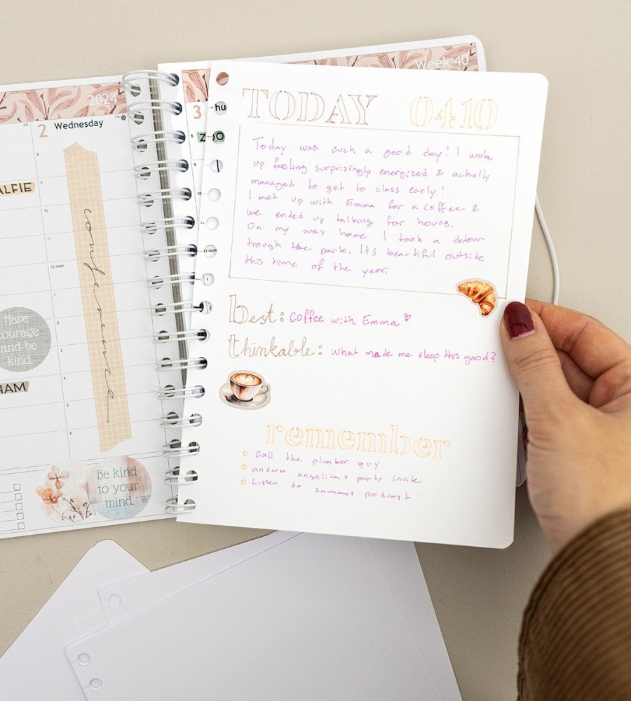 Snap in refillsidor - Blanka 12-pack till almanacka - storlek A5 - Personal Planner