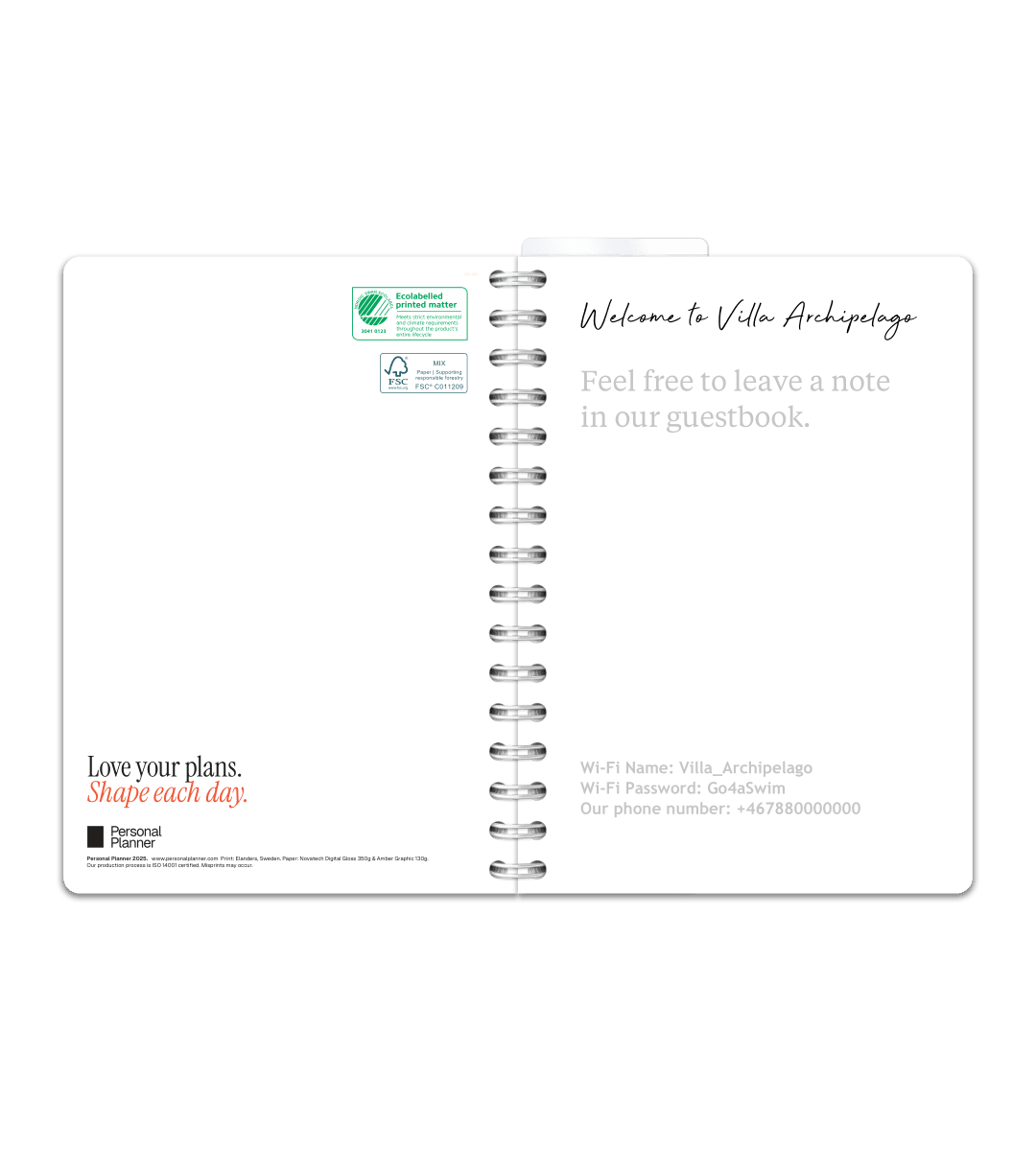 Spiralbindning A5 - Gästbok - Personal Planner