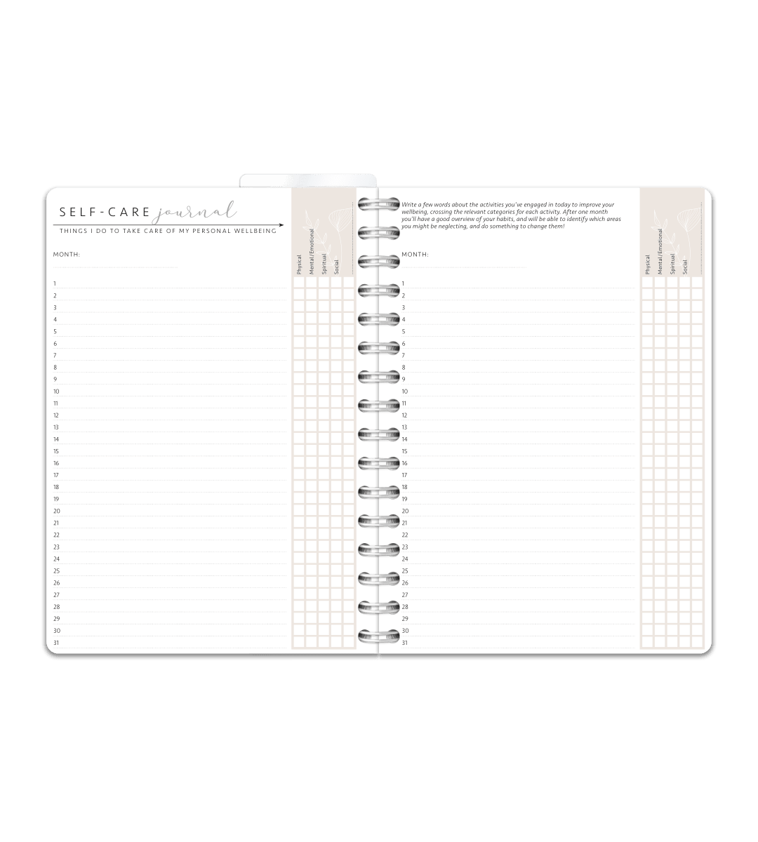 Spiralbindning A5 - Selfcare journal - Personal Planner