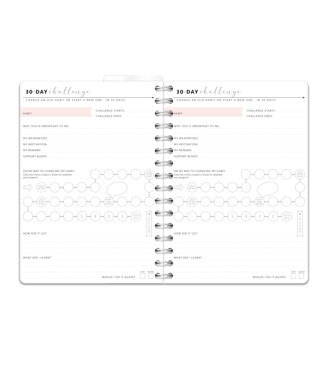 Spiralbindning A5 - Träningsdagbok - Personal Planner