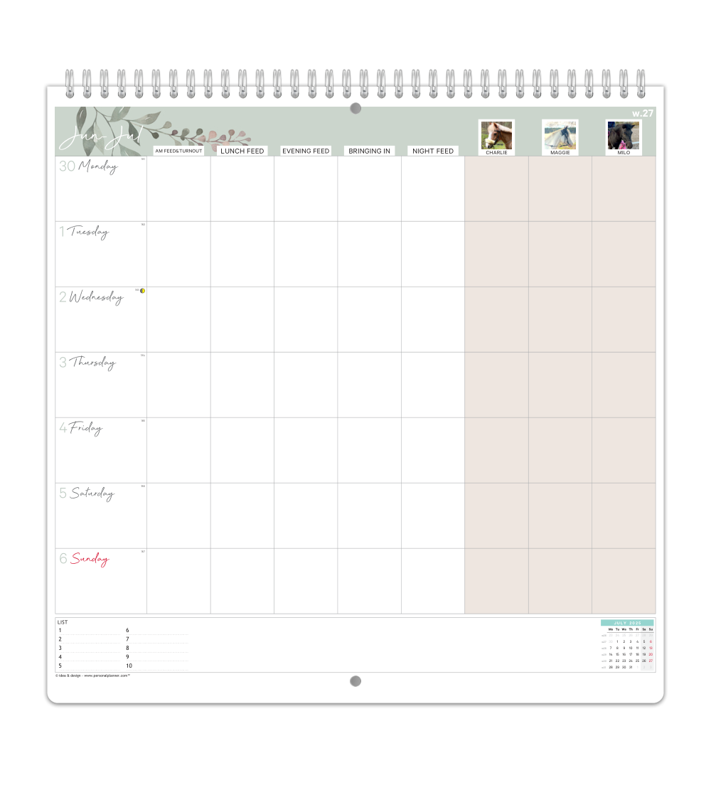 Veckoöversikt - Stallkalender